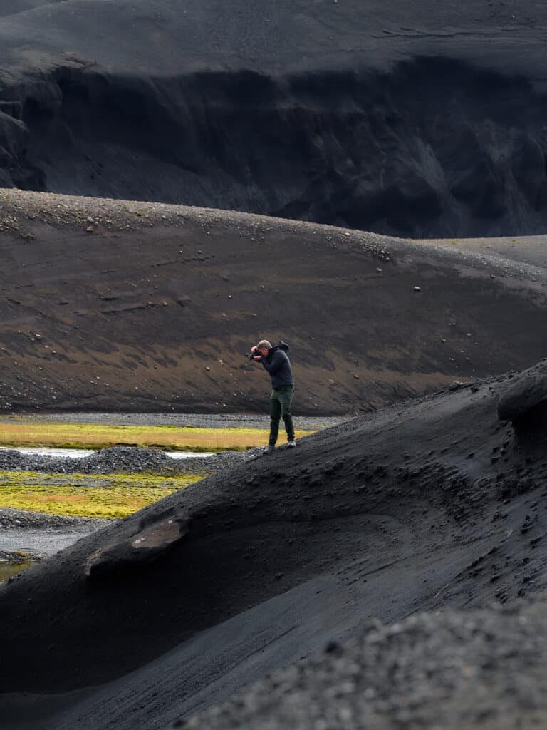 photographer in the highlands of iceland fjallabak